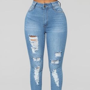 Fantasea Nights light blue ripped fashion nova